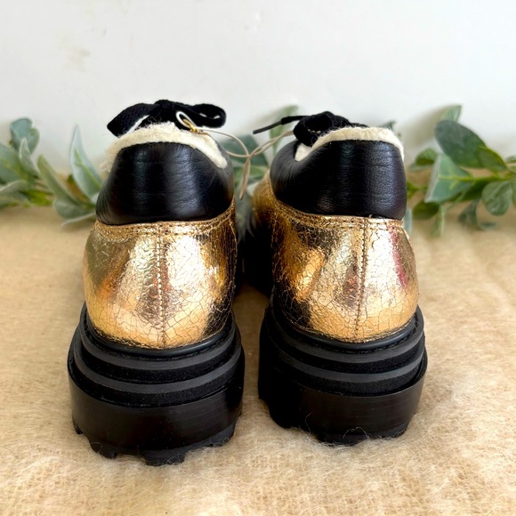 Schutz Lucille Suede and Shearling bootie gold and black women size 7 - Picture 3 of 10